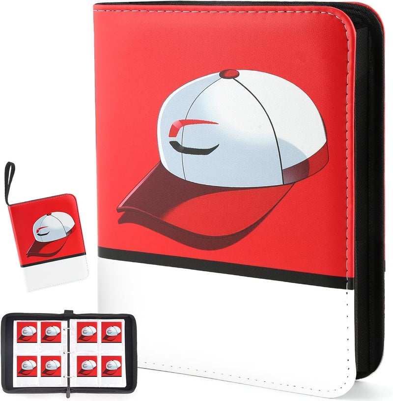 Daisiki Premium Collectible Trading Card Albums，Card Binder Fits 400 Cards with 50 Removable Sleeves，Display Game Card Case book Holder, Boys Hats Themes - Image 1